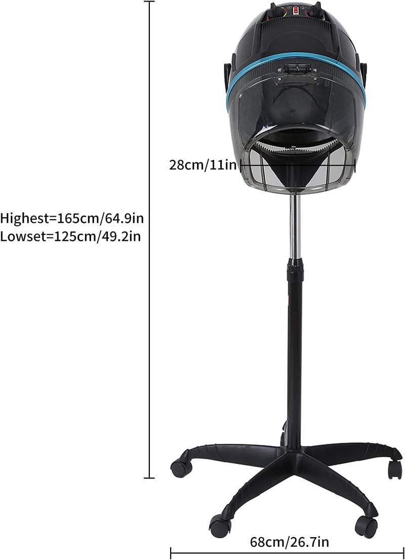 woobles Stand Hair Dryer, Adjustable Temperature Control Dryer Movable Hooded Timing Floor Bonnet Salon Styling Tool, 110v Professional Rolling Base with Wheels Equipment Dryers for Home Spa Drying Beauty - Image 5